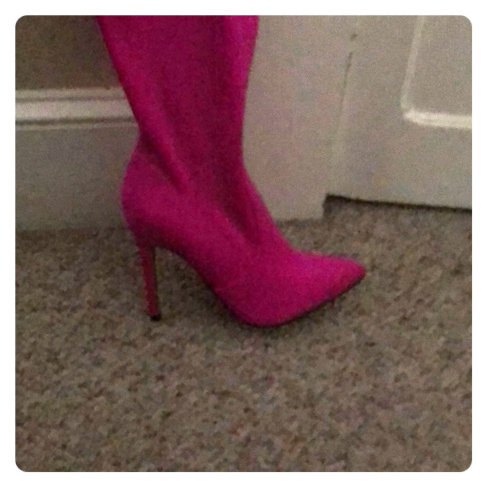 Hot pink thigh high boots